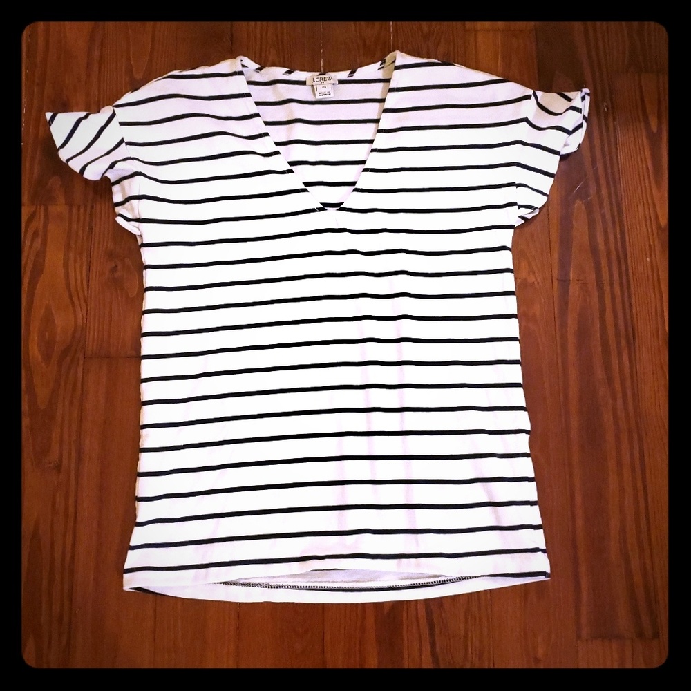 J. Crew White and Navy Striped Top